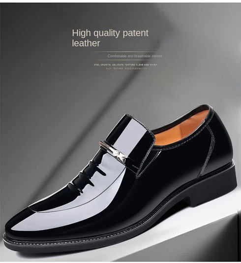Men Patent Leather Casual Loafers Slip On Shoes for Business and Party